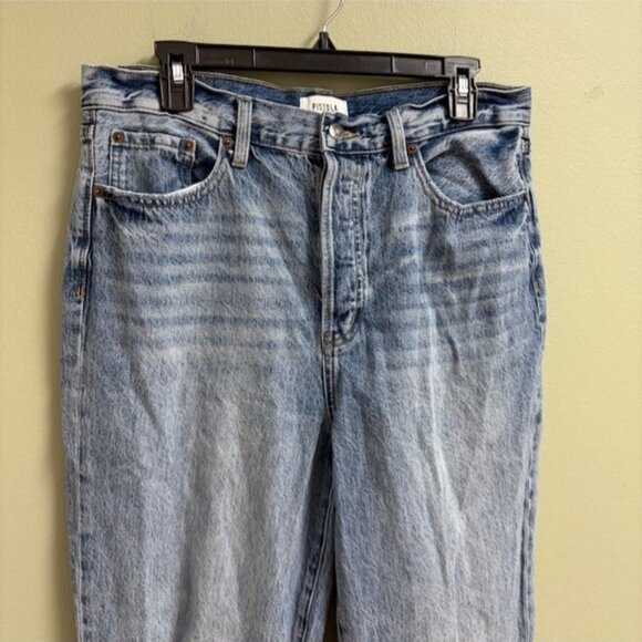 Pistola Womens Cassie Super High Rise Straight Jeans Distressed Size 31 Button - Picture 2 of 13